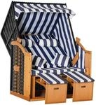 Outsunny Strandkorb Ostsee Volllieger 2-Sitzer Strandk&ouml;rbe aus Tannenholz,...