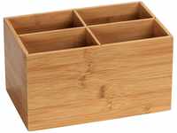 WENKO Bambus Box Terra 4 Fächer, Aufbewahrungsdose für Schmuck, Bürobedarf &