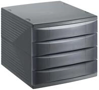 Rotho Quadra Schubladen-/B&uuml;robox mit 4 Schubladen, Kunststoff (PS), BPA-frei,