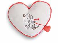 NICI 49416 Kissen Katze Herz 26x22cm weiß-Nachhaltiges Flauschiges Kuschelkissen