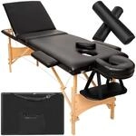 tectake&reg; 3 Zonen Massageliege, belastbar bis 250kg, Mobile Massagebank, Set mit