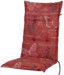 KETTtex 2386 Auflage Hochlehner Bali rot Schmetterlinge 120x49x8 cm Sitzpolster