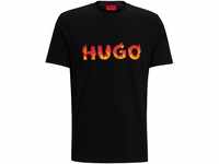 HUGO Herren Danda T-Shirt aus Baumwoll-Jersey mit gepufftem Flammen-Logo...