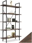tectake B&uuml;cherregal mit 5 Ebenen, stabiles Standregal, Industrial Design, schwarzer