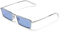 Ray-Ban Unisex Sonnenbrille Silberrahmen Blaue Gl&auml;ser 59mm Mittelgrau Matt Gl&auml;nzend