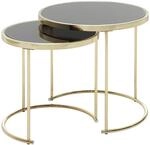 FineBuy Design Satztisch Como schwarz/Gold Beistelltisch Metall/Glas,...