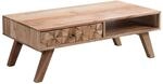 FineBuy Couchtisch 95x50x35 cm Akazie Massivholz mit Schublade |...