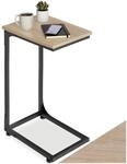 tectake&reg; Beistelltisch Holz Metall, Wohnzimmertisch, Couchtisch C-Form, Laptoptisch