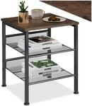 tectake&reg; Beistelltisch Holz und Metall, Schlafzimmer Nachttisch mit 3 Ebenen, 2