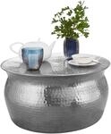 Wohnling Couchtisch 60x30,5x60cm Aluminium Silber Beistelltisch orientalisch...