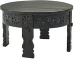 Wohnling Couchtisch Rund 60x60x36 cm Mango Massivholz Schwarz | Wohnzimmertisch