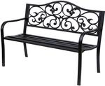 Outsunny 2-Sitzer Gartenbank mit ausziehbarem Tisch 150x58,5x90 cm Schwarz