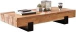 Wohnling Couchtisch 130x59x25cm Akazie Massivholz/Metall Sofatisch, Design