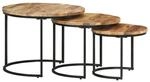 vidaXL Raues Mangoholz Satztisch 3-TLG. Couchtisch Beistelltisch Wohnzimmertisch