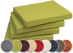sunnypillow 4er Set Stuhlkissen mit Bindeb&auml;nder - 40 x 40 x 5 cm - Sitzkissen