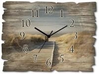 ARTLAND Wanddeko Wanduhr ohne Tickger&auml;usche aus Holz Funkuhr 40x30 cm...