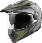 Bogotto FG-102 Safari Fiberglas Enduro Klapphelm Helm, schwarz matt/grau/gr&uuml;n,...