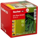 fischer Spreizd&uuml;bel SX Plus Green 8 x 40 S, Schachtel mit 45 nachhaltigen D&uuml;beln