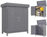 Outsunny Gartenschrank Wetterfest 74x43x88cm mit Doppelt&uuml;r 2 F&auml;chern Grau