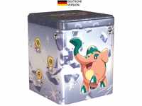 Pokémon-Sammelkartenspiel: Stapel-Tin-Box Metall (3 Boosterpacks & 2 Stickerbögen)