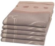 ZOLLNER 5er Set Geschirrt&uuml;cher, 50x70 cm, Baumwolle, Kaffee Motiv, braun