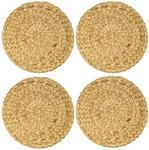 HMF Tischset rund geflochten aus Wasserhyazinthe, Platzset abwaschbar | 4er Set...