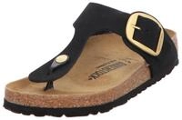 Birkenstock Damen Zehensandale Gizeh Big Buckle Nubukleder normal Schwarz 38