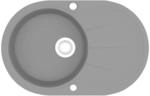 vidaXL Granitsp&uuml;le Einzelbecken Oval Grau K&uuml;chensp&uuml;le Sp&uuml;lbecken Einbausp&uuml;le