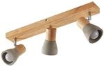 Lindby Deckenlampe Holz Beton, Deckenstrahler schwenkbar und drehbar 3x E14 max. 8W