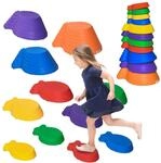 Outsunny Balanciersteine f&uuml;r Kinder 11 St&uuml;ck Rutschfeste stapelbar Balance Steine
