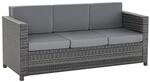 Outsunny Poly-Rattan Sofa mit Kissen 3-Sitzer Garten Loungesofa Metall Polyester Grau