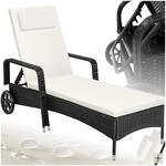 tectake Poly Rattan Gartenliege mit Rollen, 6-Fach h&ouml;henverstellbarer...