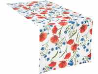 REDBEST Tischläufer 100% Baumwolle mohnblume Größe 40x170 cm - Robustes,...