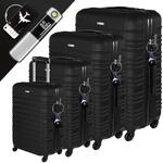Devillo&reg; Hartschalenkofferset Kofferset 4tlg. S-M-L-XL, Schwarz - Hard Shell Trolley