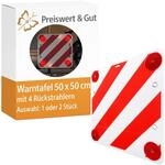 Preiswert&Gut 1&times; Warntafel 50&times;50 cm Warnschild Wei&szlig;-Rot mit 4 Reflektoren E
