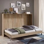 Lomadox Schrankbett 90x200 cm Eiche mit Lattenrost Jugendbett G&auml;stebett Klappbett