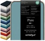 schlafgut Pure Spannbettlaken 140x200 cm Bio-Baumwolle Jersey, Petrol Mid