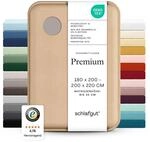 schlafgut Premium Spannbettlaken 180x200 cm Bio-Baumwolle, Sand Mid