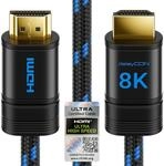 deleyCON 0,5m 8K HDMI 2.1b Kabel Kurz (48G, ULTRA Highspeed) Zertifiziert, 8K@60Hz