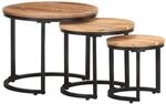 vidaXL Akazienholz Massiv Beistelltisch 3-TLG. Industriestil Couchtisch...