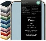 schlafgut Pure Spannbettlaken 140x200 cm Bio-Baumwolle Jersey, Blue Light