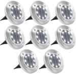 vidaXL 8x Solar Bodenleuchte LED Wei&szlig; Bodenstrahler Au&szlig;enleuchte Gartenleuchte
