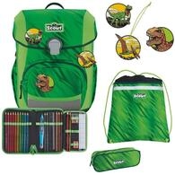 SCOUT Schulranzen Basic Neo Set 4-teilig Dino Rex gr&uuml;n