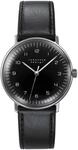 JUNGHANS Max Bill Handaufzug Uhr Saphir Stahl Leder 027/3702.02