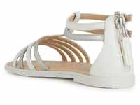 Geox J Karly Girl Sandal, White/LT Silver, 35 EU