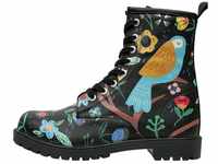 DOGO Vegane Damen Boots Stiefeletten - Flower & Birds 39