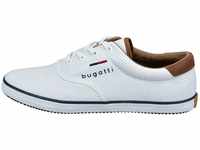 bugatti Canvas Sneaker aus Baumwolle, Low-Top-Leinenschuh mit flexibler Sohle, Weiß,