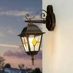 Licht-Erlebnisse Wandleuchte Au&szlig;en Glas Aluminium in Kupfer Antik IP44 Eingang