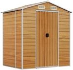vidaXL Ger&auml;tehaus Hellbraun 191x130x198 cm Verzinkter Stahl
