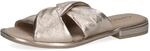 CAPRICE Damen Pantoletten aus Leder Bequem, Metallisch (Platin Metal.), 41 EU